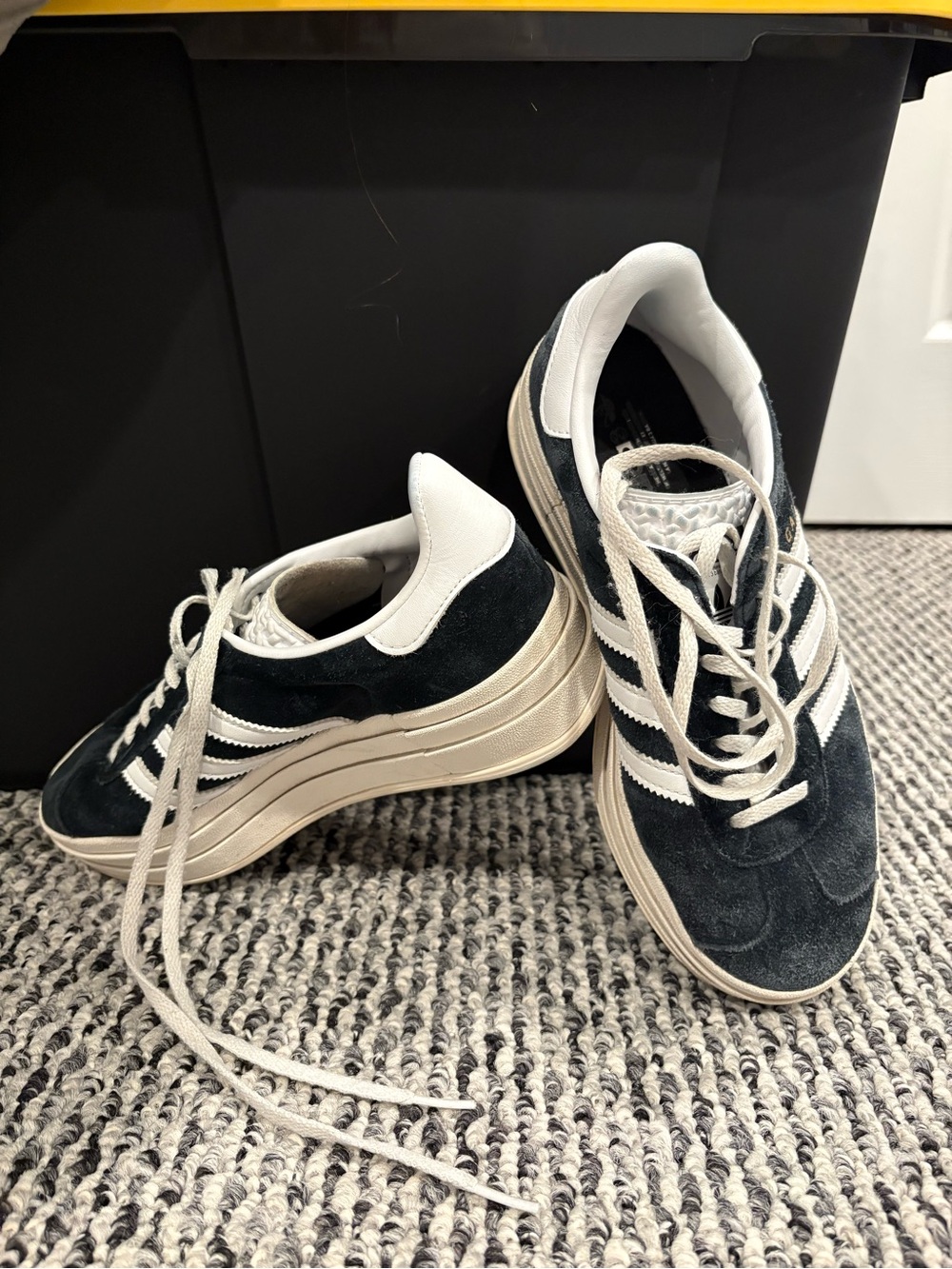 Women's Black and White Platform Lace-Up Sneakers